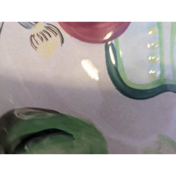 Vintage Hand Painted Ceramic Salad Serving Platter Veggie Relief Japan 11.5" - Picture 7 of 8